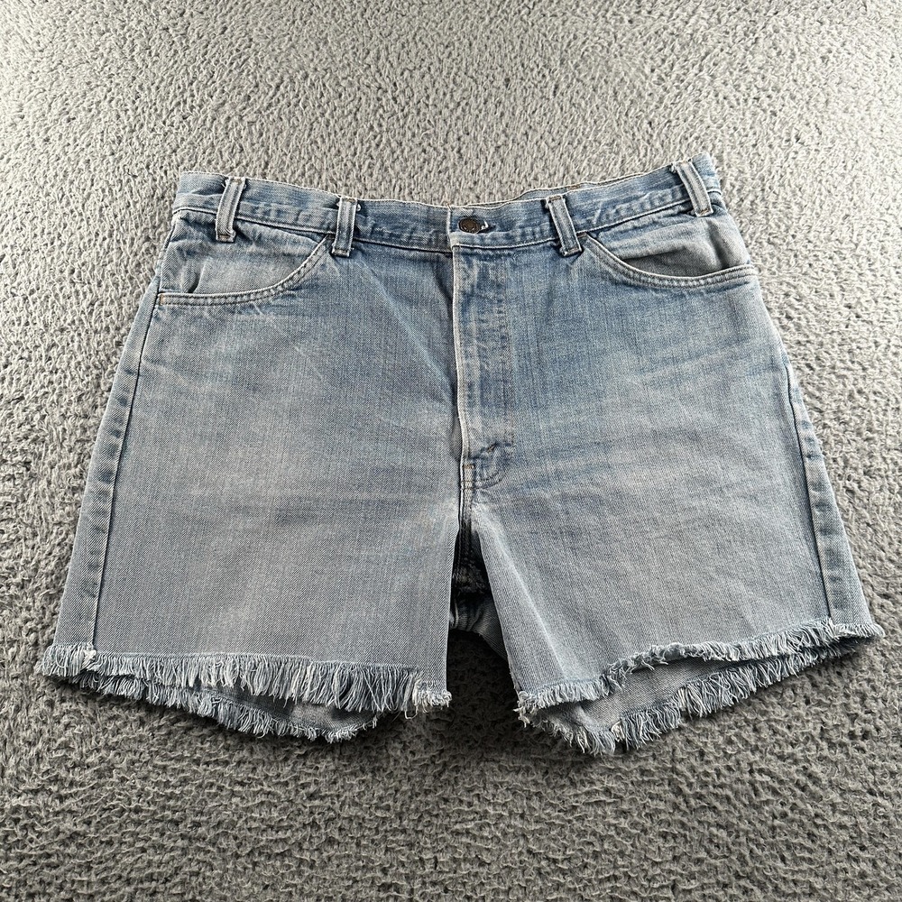Vtg Levi's Denim Shorts Mens 35 Blue Cutoff Frayed Hem Orange Tab 80's Talon Zip